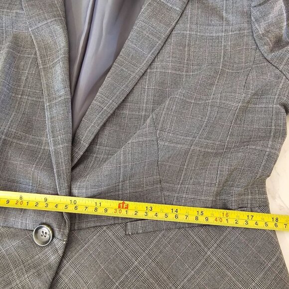 Ann Taylor Signature Plaid Blazer Jacket Pant 2pc Suit Set Gray Women's S/M - Picture 15 of 16